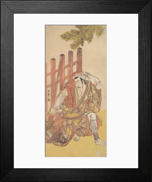 Framed Print : The Fourth Matsumoto Koshiro as an Outlaw Looking at a Wooden Ninsogaki, ca. 1779-83. Creator: Shunsho Framed Print : The Fourth Matsumoto Koshiro as an Outlaw Looking at a Wooden Ninsogaki, ca. 1779-83. Creator: Shunsho