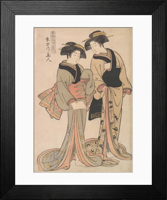 Framed Print : Beauties of the East, ca. 1782. Creator: Kitao Shigemasa Framed Print : Beauties of the East, ca. 1782. Creator: Kitao Shigemasa