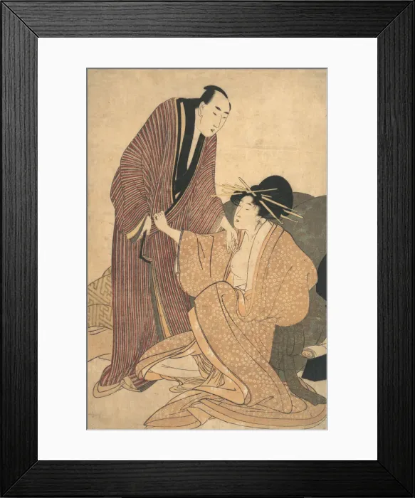 Framed Print : Parting of Lovers: Courtesan and Her Lover, ca. 1800. Creator: Kitagawa Utamaro Framed Print : Parting of Lovers: Courtesan and Her Lover, ca. 1800. Creator: Kitagawa Utamaro