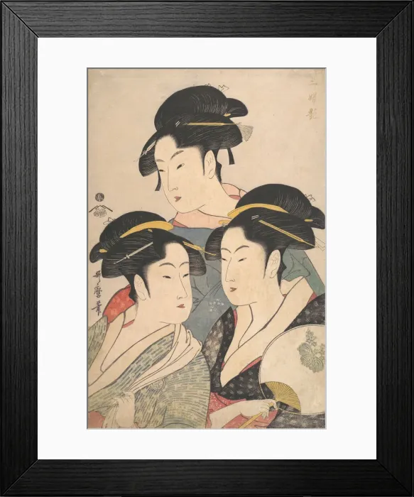 Framed Print : Three Beauties of the Kwansei Period, ca. 1791. Creator: Kitagawa Utamaro Framed Print : Three Beauties of the Kwansei Period, ca. 1791. Creator: Kitagawa Utamaro