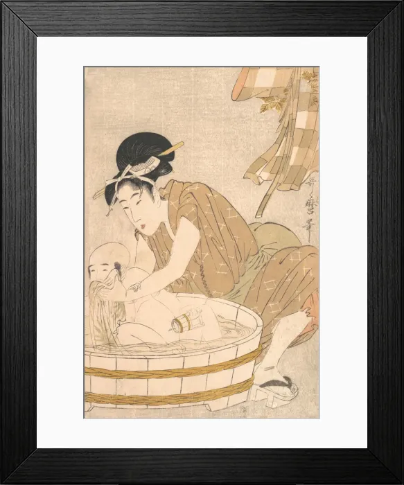 Framed Print : Bathtime (Gyozui), ca. 1801. Creator: Kitagawa Utamaro Framed Print : Bathtime (Gyozui), ca. 1801. Creator: Kitagawa Utamaro