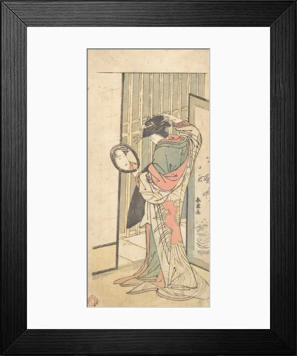 Framed Print : A Courtesan Looking at Her Reflection in a Hand Mirror, ca. 1787 Framed Print : A Courtesan Looking at Her Reflection in a Hand Mirror, ca. 1787