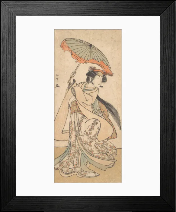Framed Print : The Third Segawa Kikunojo as a Woman Dancing in a Shosa Act, ca. 1785? Creator: Shunsho Framed Print : The Third Segawa Kikunojo as a Woman Dancing in a Shosa Act, ca. 1785? Creator: Shunsho