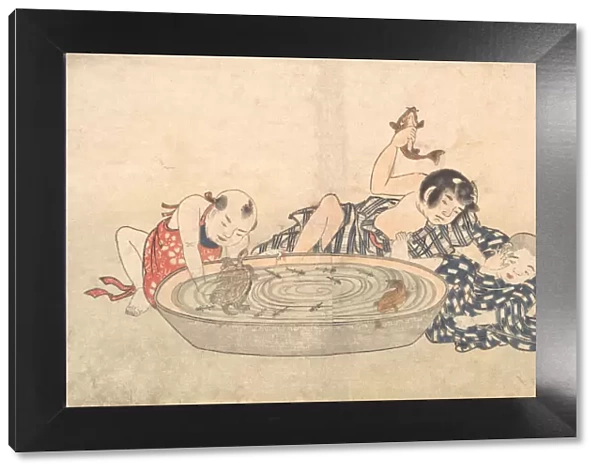 Boys Playing with a Basin of Fish and Turtles, early 19th century