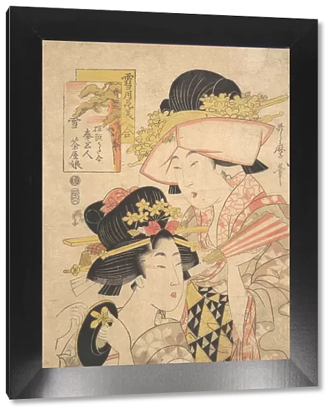 Teahouse girl and servant: Snow... late 18th century. Creator: Kitagawa Utamaro