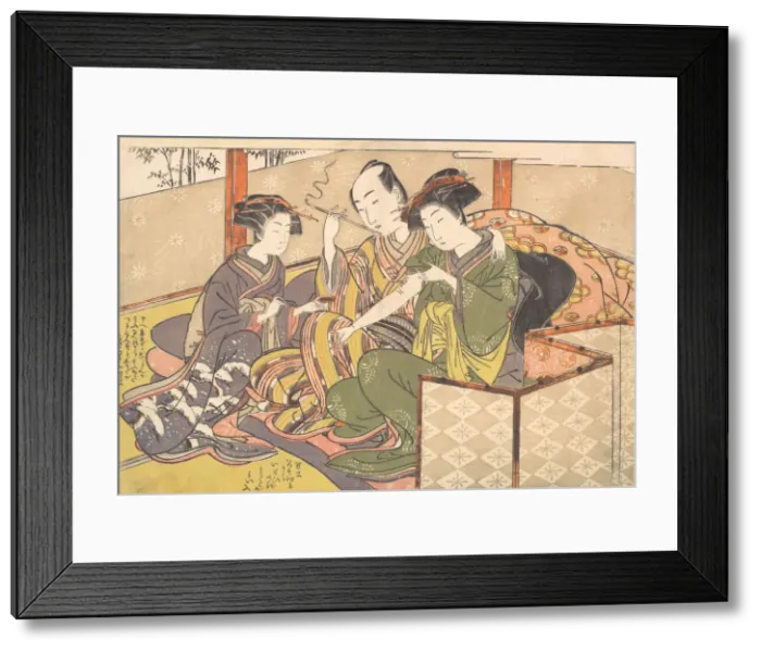 Framed Print : Servant Applying Medicinal to Geishas Arm, late 18th century. Creator: Kitao Shigemasa Framed Print : Servant Applying Medicinal to Geishas Arm, late 18th century. Creator: Kitao Shigemasa