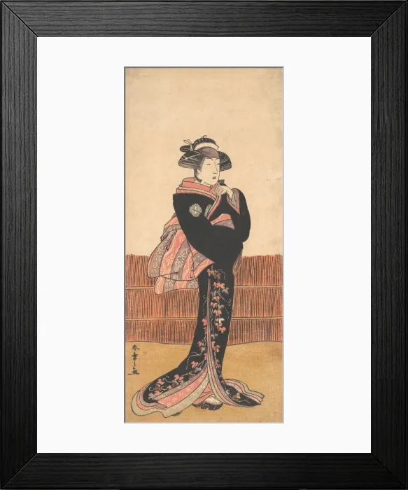 Framed Print : The Third Azuma Tozo as a Woman in a Black Kimono, probably 1782. Creator: Shunsho Framed Print : The Third Azuma Tozo as a Woman in a Black Kimono, probably 1782. Creator: Shunsho