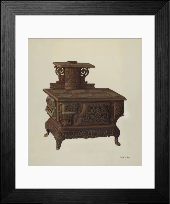 Framed Print : Coal Stove, c. 1940. Creator: Frank Gray Framed Print : Coal Stove, c. 1940. Creator: Frank Gray