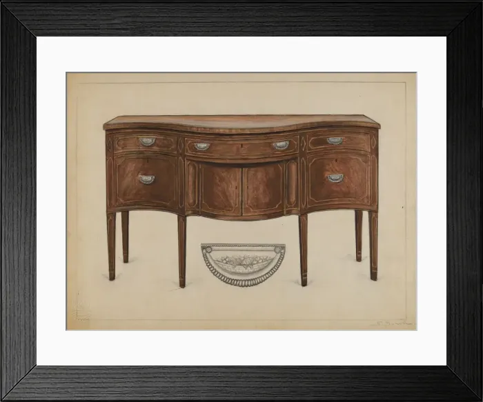 Framed Print : Side Board (Hepplewhite), 1935 / 1942. Creator: Nicholas Gorid Framed Print : Side Board (Hepplewhite), 1935 / 1942. Creator: Nicholas Gorid
