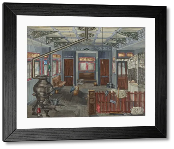 Framed Print : El Station Interior, 1935 / 1942. Creator: Perkins Harnly Framed Print : El Station Interior, 1935 / 1942. Creator: Perkins Harnly