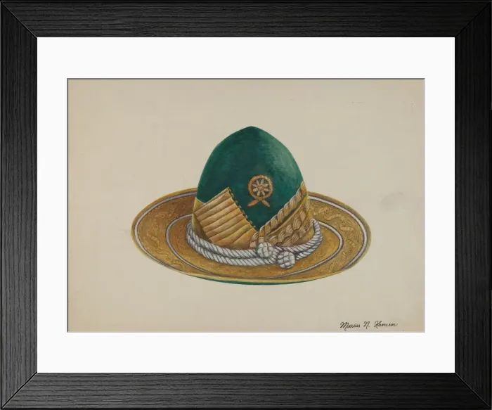 Framed Print : Spanish Southwest: Hat, c. 1937. Creator: Marius Hansen Framed Print : Spanish Southwest: Hat, c. 1937. Creator: Marius Hansen