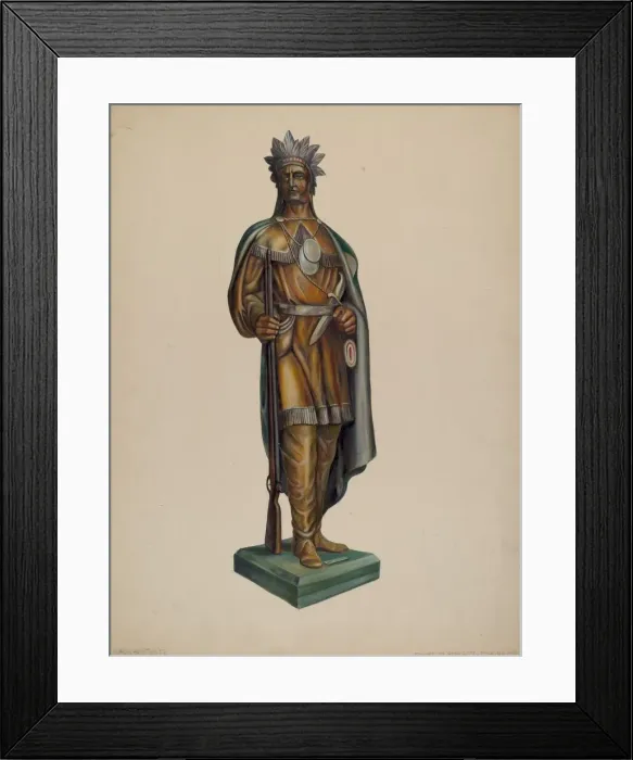 Framed Print : Cigar Store Indian, c. 1938. Creator: Walter Hochstrasser Framed Print : Cigar Store Indian, c. 1938. Creator: Walter Hochstrasser