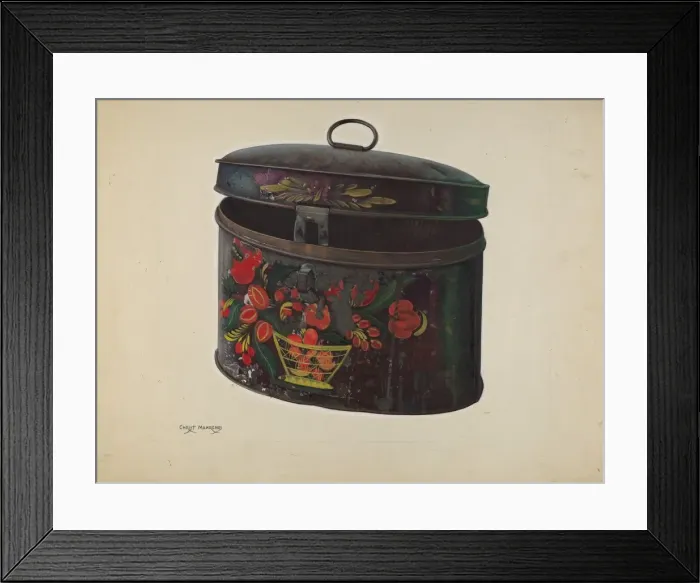 Framed Print : Painted Toleware Box, c. 1938. Creator: Chris Makrenos Framed Print : Painted Toleware Box, c. 1938. Creator: Chris Makrenos