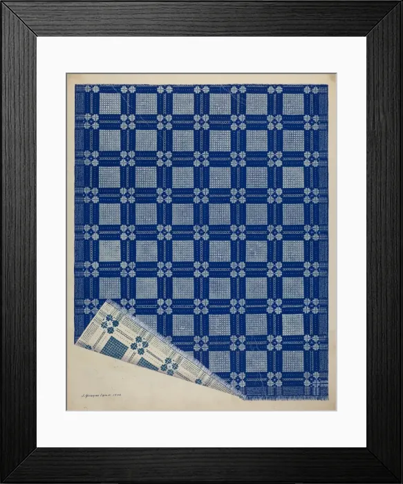 Framed Print : Woven Coverlet, c. 1936. Creator: J. Howard Iams Framed Print : Woven Coverlet, c. 1936. Creator: J. Howard Iams