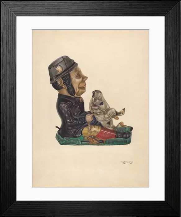 Framed Print : Toy Bank: Paddy and the Pig, c. 1937. Creator: Chris Makrenos Framed Print : Toy Bank: Paddy and the Pig, c. 1937. Creator: Chris Makrenos