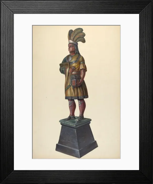 Framed Print : Cigar Store Indian, c. 1937. Creator: Walter Hochstrasser Framed Print : Cigar Store Indian, c. 1937. Creator: Walter Hochstrasser