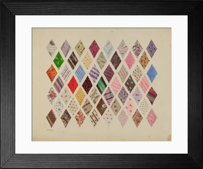Framed Print : Patches of Diamond Patchwork Quilt, c. 1937. Creator: Edith Magnette Framed Print : Patches of Diamond Patchwork Quilt, c. 1937. Creator: Edith Magnette