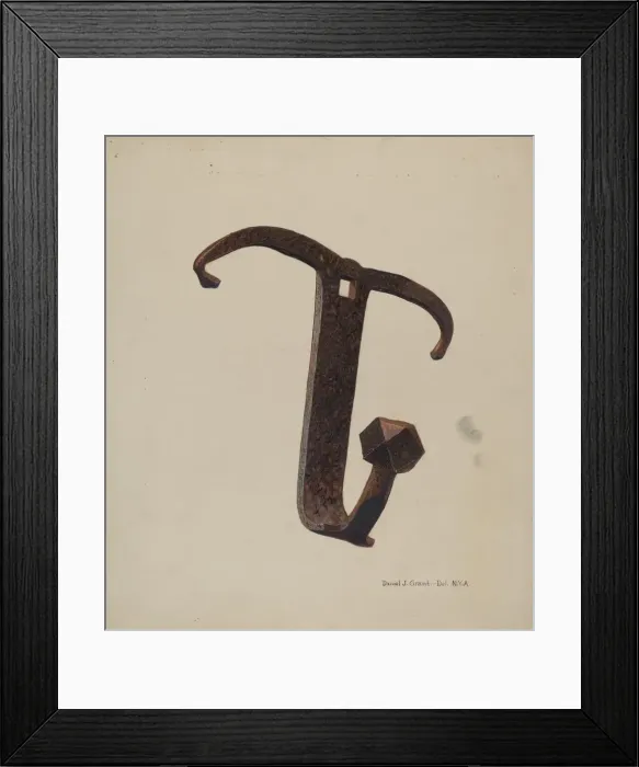 Framed Print : Iron Pot Hook, c. 1940. Creator: DJ Grant Framed Print : Iron Pot Hook, c. 1940. Creator: DJ Grant
