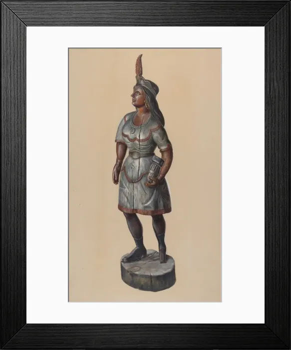 Framed Print : Cigar Store Indian, c. 1937. Creator: Walter Hochstrasser Framed Print : Cigar Store Indian, c. 1937. Creator: Walter Hochstrasser