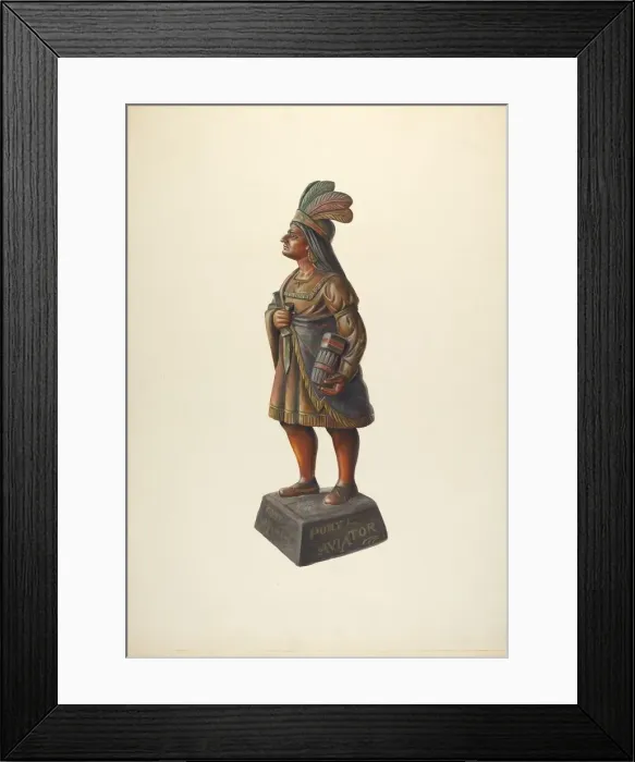Framed Print : Cigar Store Indian, c. 1937. Creator: Walter Hochstrasser Framed Print : Cigar Store Indian, c. 1937. Creator: Walter Hochstrasser