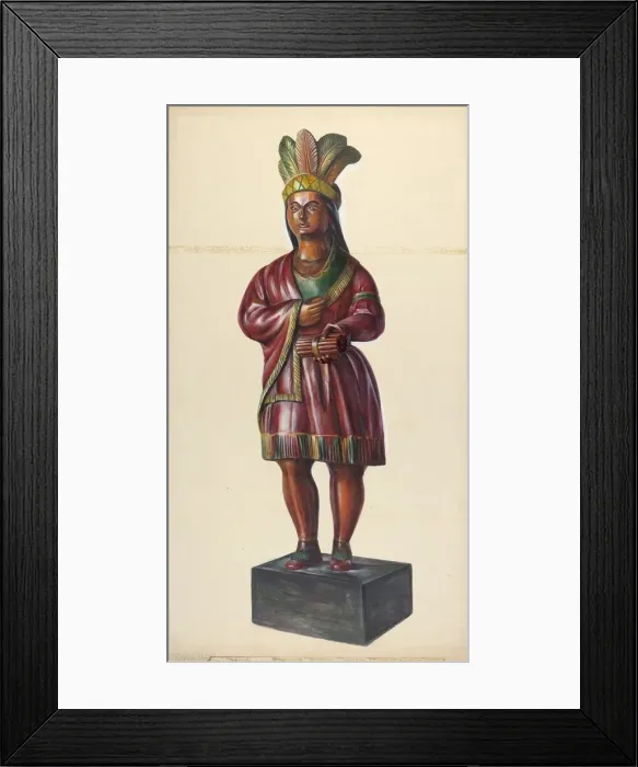 Framed Print : Cigar Store Indian, c. 1937. Creator: Walter Hochstrasser Framed Print : Cigar Store Indian, c. 1937. Creator: Walter Hochstrasser