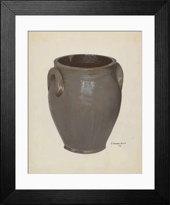 Framed Print : Stoneware Crock, 1936. Creator: Jerome Hoxie Framed Print : Stoneware Crock, 1936. Creator: Jerome Hoxie