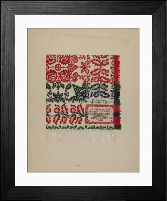 Framed Print : Damask Coverlet, c. 1938. Creator: Katherine Hastings Framed Print : Damask Coverlet, c. 1938. Creator: Katherine Hastings