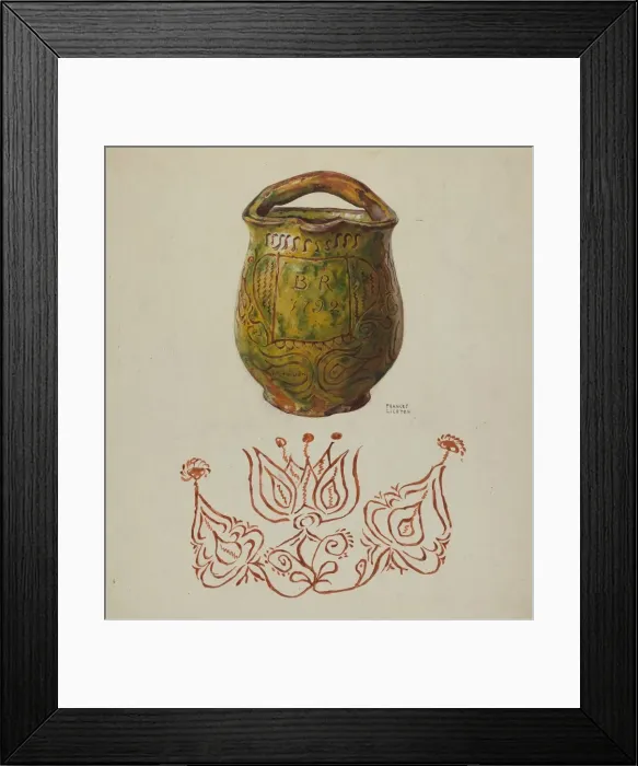 Framed Print : Pa. German Jug, c. 1937. Creator: Frances Lichten Framed Print : Pa. German Jug, c. 1937. Creator: Frances Lichten