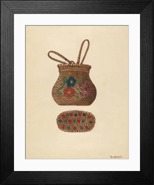 Framed Print : Miniature Basket, c. 1936. Creator: Grace Halpin Framed Print : Miniature Basket, c. 1936. Creator: Grace Halpin