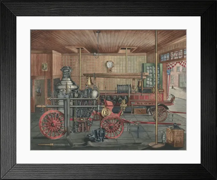 Framed Print : Fire Station, 1935 / 1942. Creator: Perkins Harnly Framed Print : Fire Station, 1935 / 1942. Creator: Perkins Harnly
