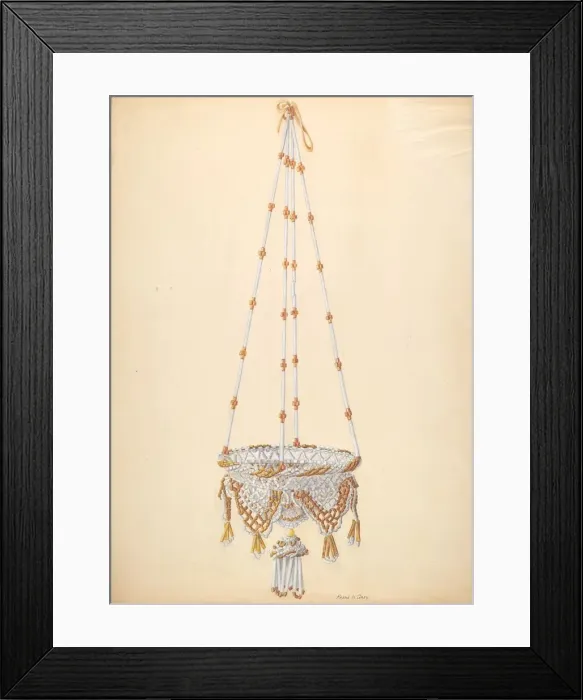 Framed Print : Beadwork Hanging Basket, c. 1937. Creator: Frank Gray Framed Print : Beadwork Hanging Basket, c. 1937. Creator: Frank Gray