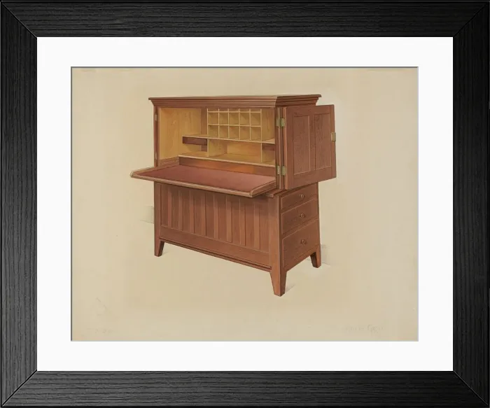 Framed Print : Shaker Desk, c. 1937. Creator: Anne Ger Framed Print : Shaker Desk, c. 1937. Creator: Anne Ger