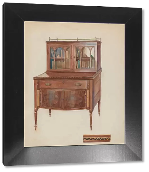 Mahogany Desk with Bookcase Top, 1936. Creator: George Loughridge