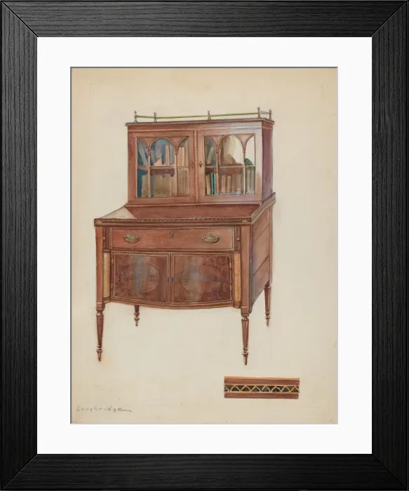 Framed Print : Mahogany Desk with Bookcase Top, 1936. Creator: George Loughridge Framed Print : Mahogany Desk with Bookcase Top, 1936. Creator: George Loughridge