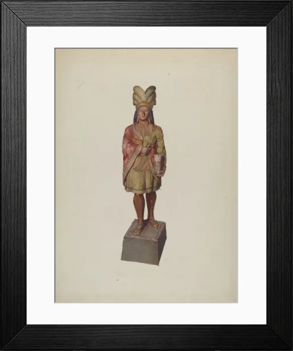 Framed Print : Cigar Store Indian, c. 1937. Creator: Joseph Goldberg Framed Print : Cigar Store Indian, c. 1937. Creator: Joseph Goldberg