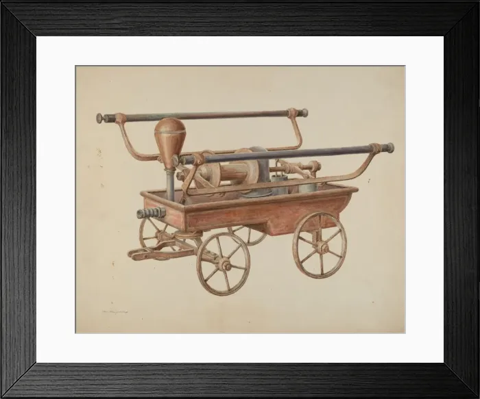 Framed Print : Hand Operated Fire Pump, c. 1938. Creator: Hans Mangelsdorf Framed Print : Hand Operated Fire Pump, c. 1938. Creator: Hans Mangelsdorf