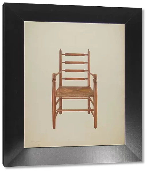 Chair, Pine with Rush Seat, c. 1939. Creator: Frank M Keane