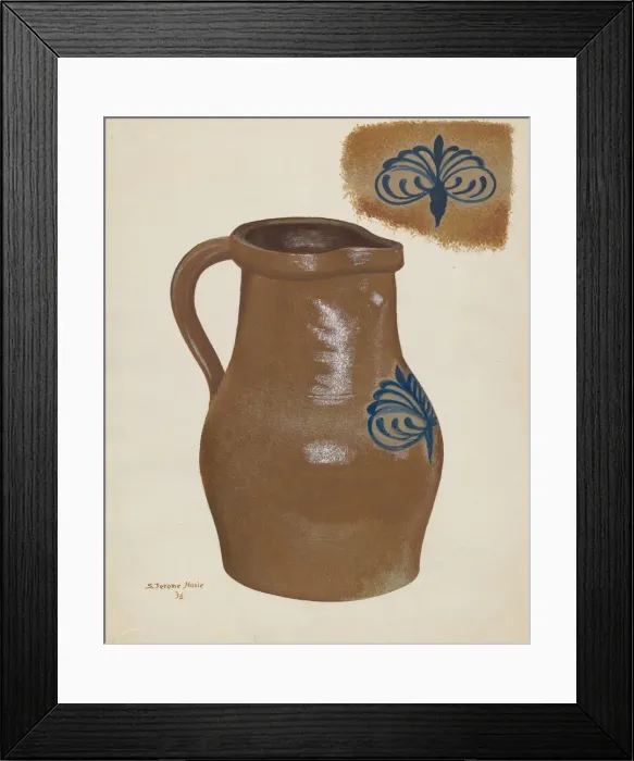 Framed Print : Stoneware Pitcher, 1936. Creator: Jerome Hoxie Framed Print : Stoneware Pitcher, 1936. Creator: Jerome Hoxie
