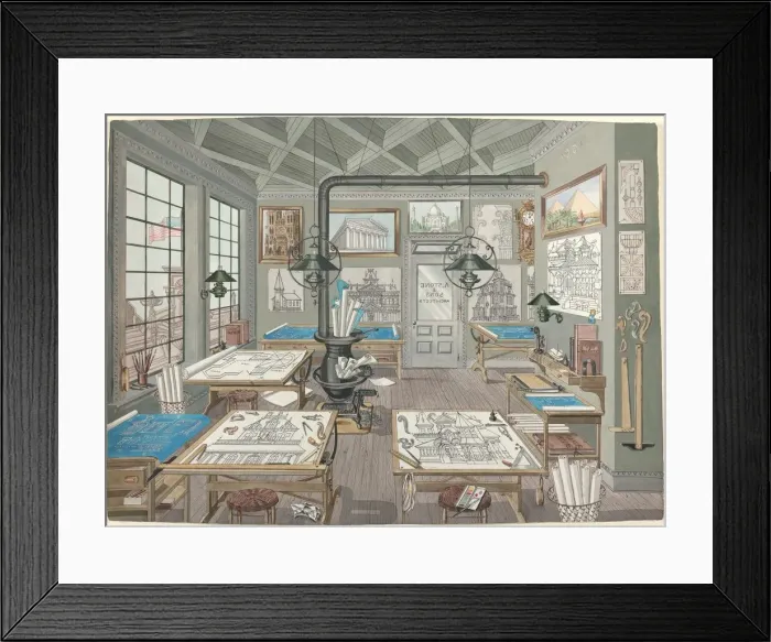 Framed Print : Architects Drafting Room, 1884, 1935 / 1942. Creator: Perkins Harnly Framed Print : Architects Drafting Room, 1884, 1935 / 1942. Creator: Perkins Harnly