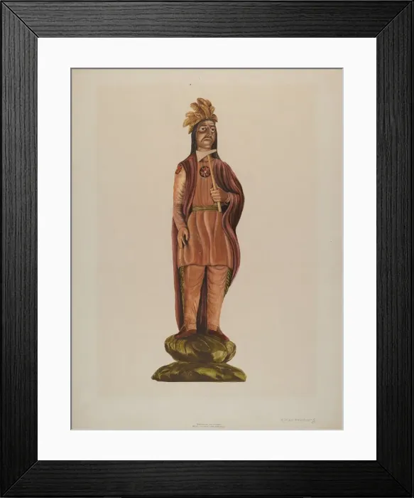 Framed Print : Cigar Store Indian, c. 1937. Creator: Einar Heiberg Framed Print : Cigar Store Indian, c. 1937. Creator: Einar Heiberg