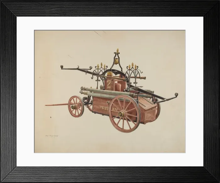 Framed Print : Hand Powered Fire Pump, c. 1938. Creator: Hans Mangelsdorf Framed Print : Hand Powered Fire Pump, c. 1938. Creator: Hans Mangelsdorf