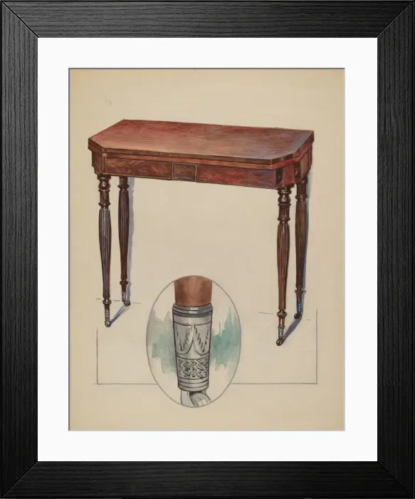 Framed Print : Table (Console or Card Table), c. 1936. Creator: Rolland Livingstone Framed Print : Table (Console or Card Table), c. 1936. Creator: Rolland Livingstone