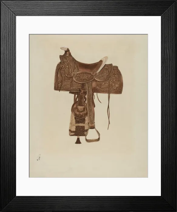 Framed Print : Saddle, 1935 / 1942. Creator: Gordena Jackson Framed Print : Saddle, 1935 / 1942. Creator: Gordena Jackson