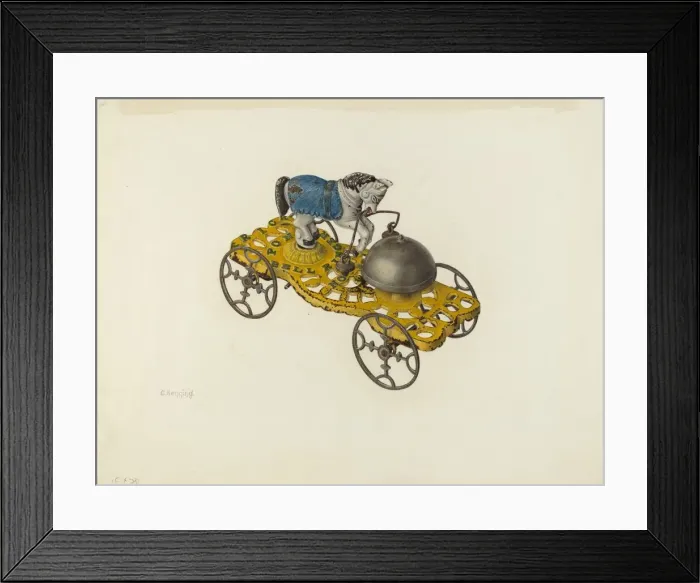Framed Print : Metal Toy: Trick Pony Bell Ringer, 1935 / 1942. Creator: Charles Henning Framed Print : Metal Toy: Trick Pony Bell Ringer, 1935 / 1942. Creator: Charles Henning