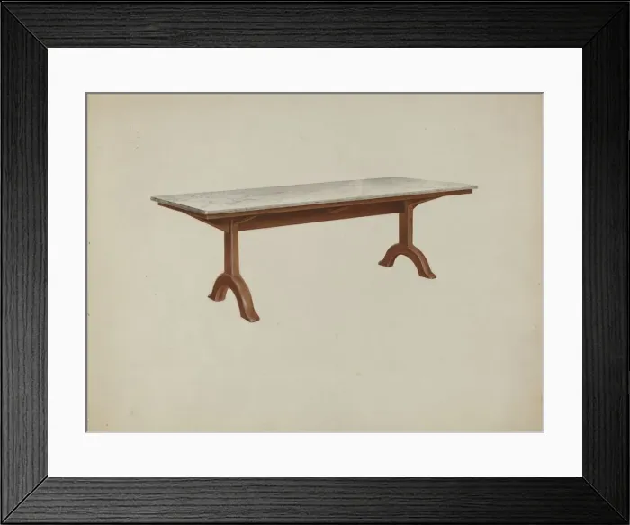 Framed Print : Shaker Dining Table (Marble Top), 1935 / 1942. Creator: John W Kelleher Framed Print : Shaker Dining Table (Marble Top), 1935 / 1942. Creator: John W Kelleher