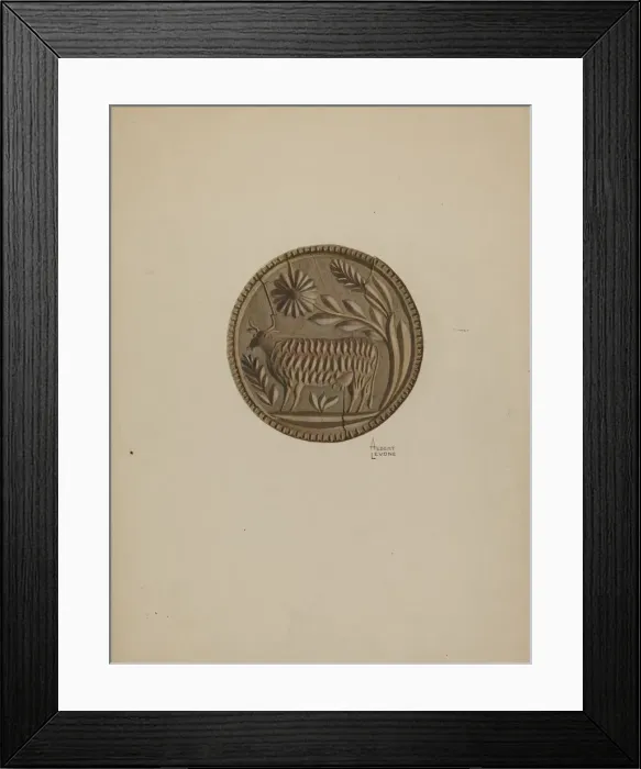 Framed Print : Pa. German Butter Mold, c. 1938. Creator: Albert J. Levone Framed Print : Pa. German Butter Mold, c. 1938. Creator: Albert J. Levone