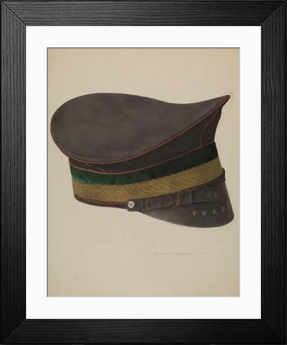 Framed Print : Volunteer Firemans Cap, 1938. Creator: Alexander Anderson Framed Print : Volunteer Firemans Cap, 1938. Creator: Alexander Anderson