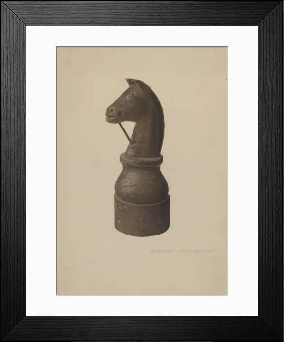 Framed Print : Horse Head Hitching Post, 1938. Creator: Alexander Anderson Framed Print : Horse Head Hitching Post, 1938. Creator: Alexander Anderson