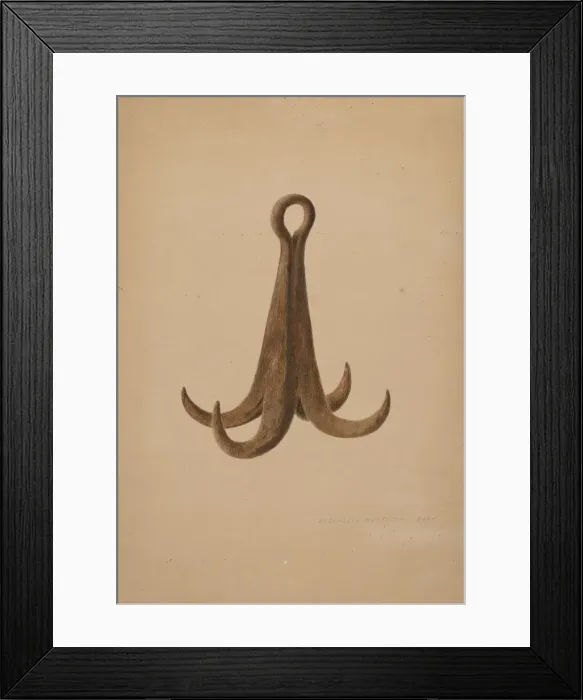 Framed Print : Grappling Hooks, 1940. Creator: Alexander Anderson Framed Print : Grappling Hooks, 1940. Creator: Alexander Anderson