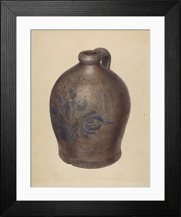 Framed Print : Gray Stone Crockery Jug, c. 1939. Creator: Henrietta S. Hukill Framed Print : Gray Stone Crockery Jug, c. 1939. Creator: Henrietta S. Hukill